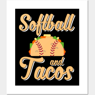 Cute Softball and Tacos Novelty Soft Ball Player Posters and Art